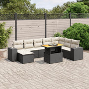 Set Divani da Giardino 9 pz con Cuscini Nero in Polyrattan 3272771