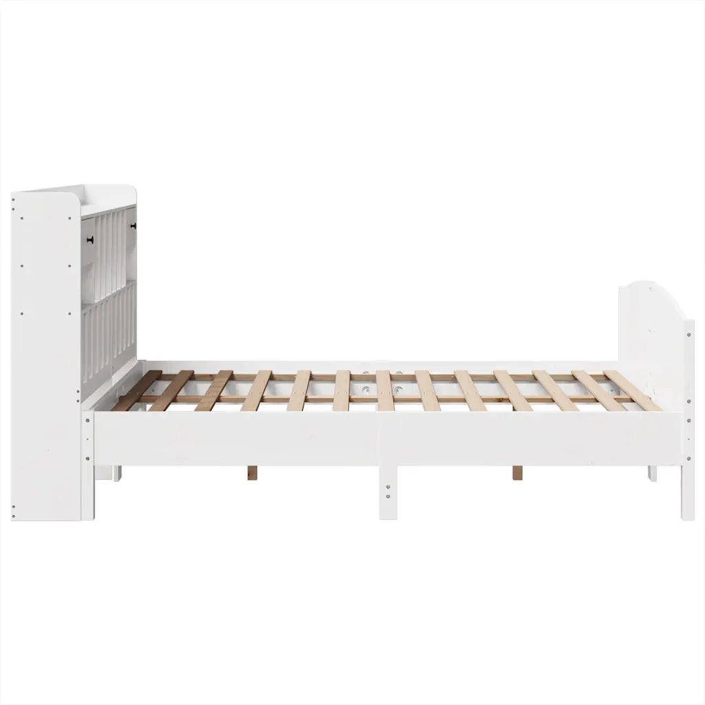 Letto Libreria senza Materasso Bianco 140x200 cm Legno di Pino 3323144