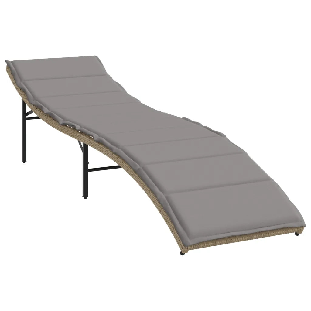 Lettino Prendisole | Sdraio da giardino | Lettino da sole con Cuscini Beige 55x199x50 cm Polyrattan