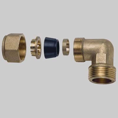 GOMITO MASCHIO CON KIT DI TENUTA PER TUBO RAME  1/2 x 12     FAR