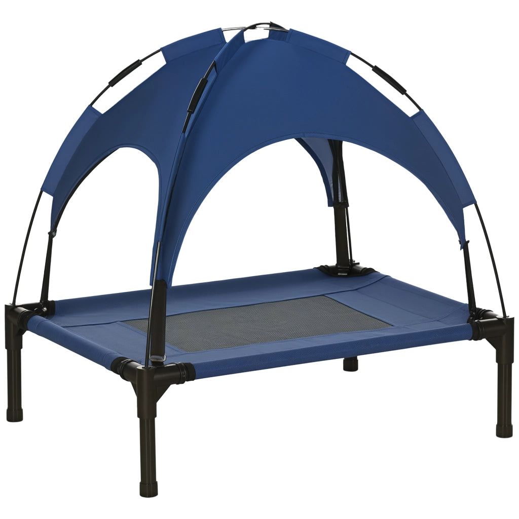 Letto per Cani Esterno con Baldacchino ¨C Zephmum ¨C Blu Nero 61x46x62 cm