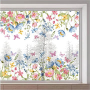 Sticker per finestra a tema primavera - fiori d'estate farfalle - adesivi per vetri anti-urto riciclabili.