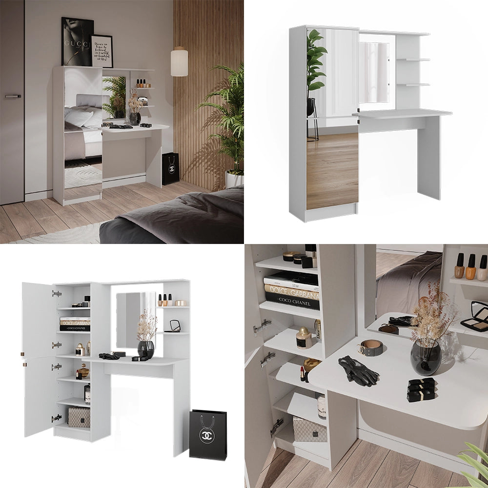 Vicco Tavolino da toilette Bianco 122.9 cm con specchio