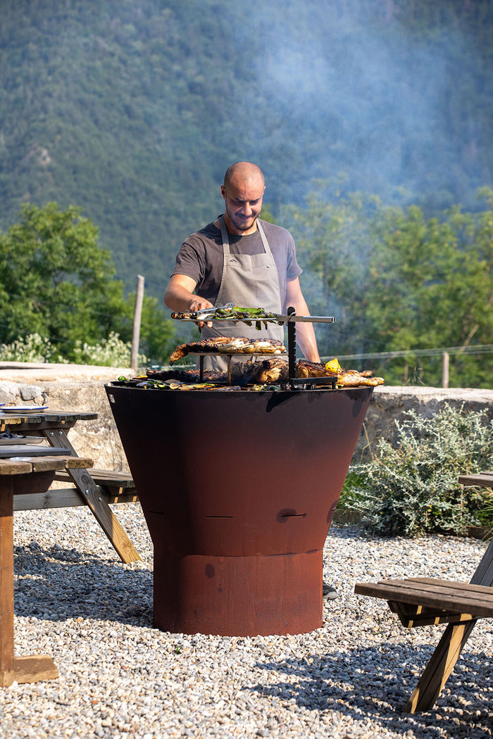 Barbecue a Legna Ø80x78 cm Azalea in Acciaio Nero Alta Temperatura