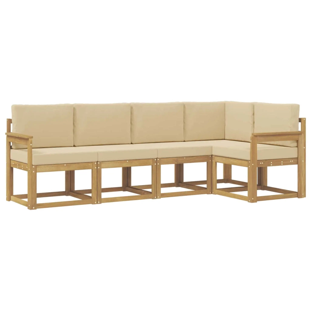 Set di divani da esterno con cuscino 5 pcs Bianco e Beige