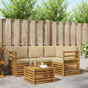 Set di divani da esterno con cuscino 5 pcs Naturale e Beige