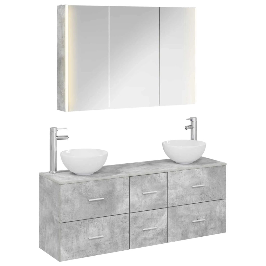 Set di mobili per il bagno 4 pcs Grigio Cemento 3406706