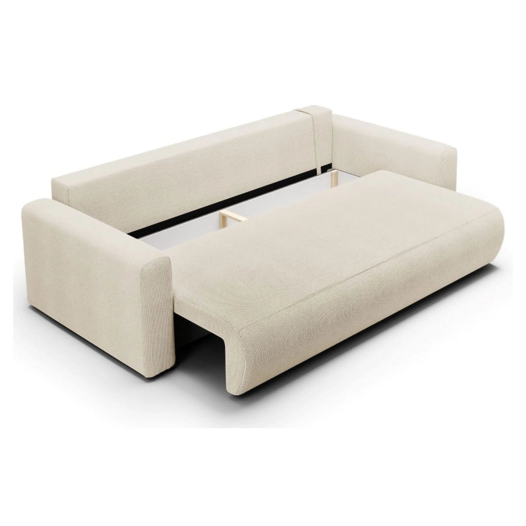 Erbezzo, Divano Letto 2 Posti Contenitore, 240x105 cm Bianco Crema