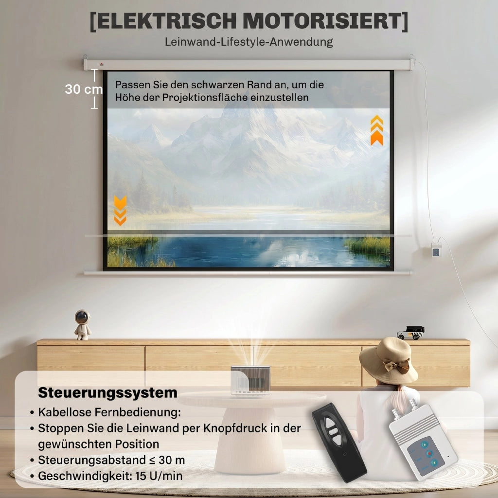Telo Proiezione Elettrico 120 Pollici ¨C Xylo ¨C 212x150cm 16:9 HD 4K con Telecomando Bianco