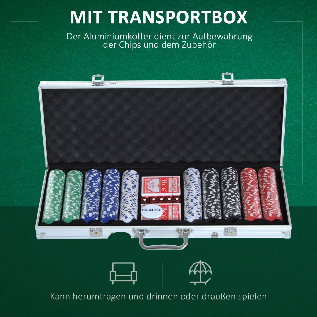 Set di Poker 500 Gettoni 2 Mazzi di Carte 5 Dadi ¨C zephmum ¨C Custodia in Alluminio Bloccabile