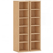 Set 2 Librerie Porta CD 21x22,5x88,5 cm 6 Ripiani Regolabili per 204 CD in Legno Naturale