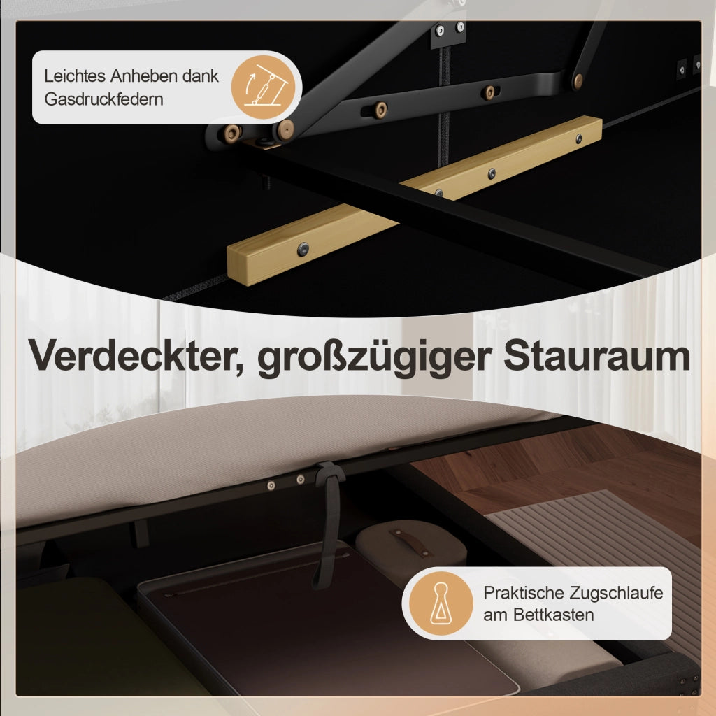 Letto contenitore 140x200 cm, colore grigio