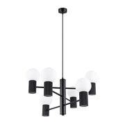 Lampadario moderno nero 6 luci sfere vetro G9 SFERA