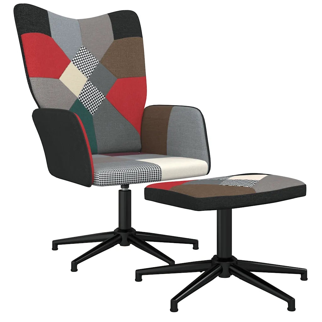 Poltrona Relax con Poggiapiedi in Tessuto Patchwork cod mxl 23464