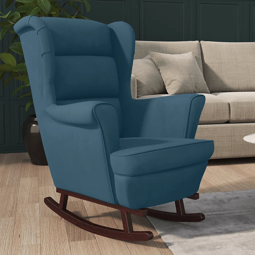 Sedia a dondolo con schienale alto in velluto blu CFW5064822