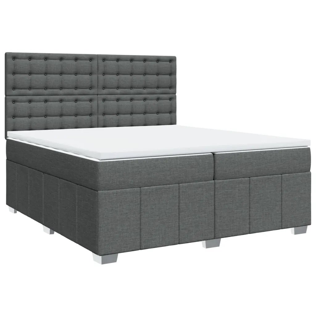 Giroletto a Molle con Materasso Grigio Scuro 200x200 cm Tessuto