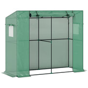Serra da giardino annessa con porta a rulli e finestre a rete ¨C zephmum ¨C verde