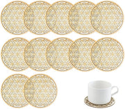 12 pezzi di Flower of Life piedini in legno, piedini in gomma retro, piedini in vetro, eleganti piedini per tazze, bicchieri, piatti con piede rotondo, mobili protettivi