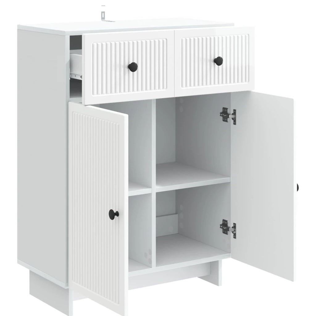Credenza Bianco Lucido 66 x 34,5 x 90 cm Legno ingegnerizzato