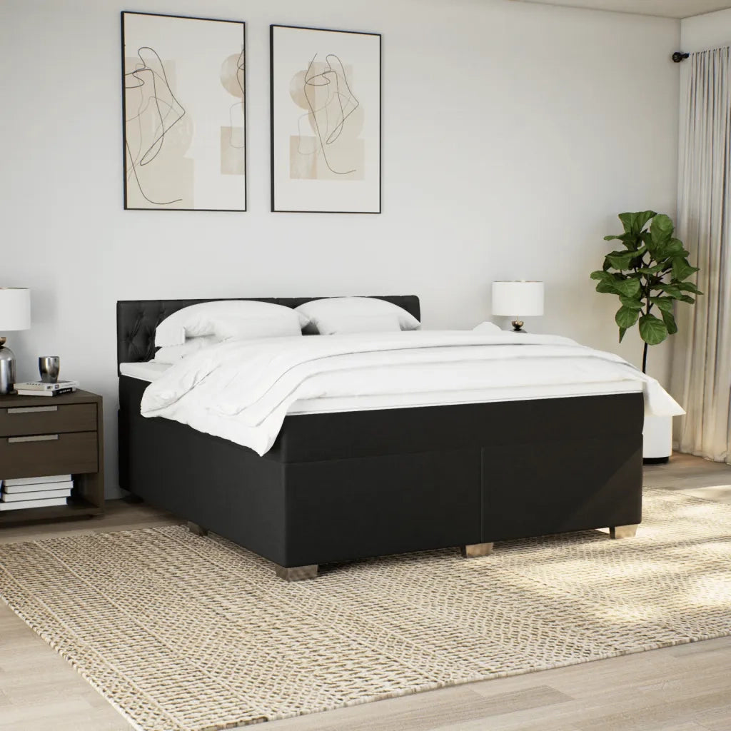 vidaXL Giroletto a Molle con Materasso Nero 180x200 cm in Tessuto