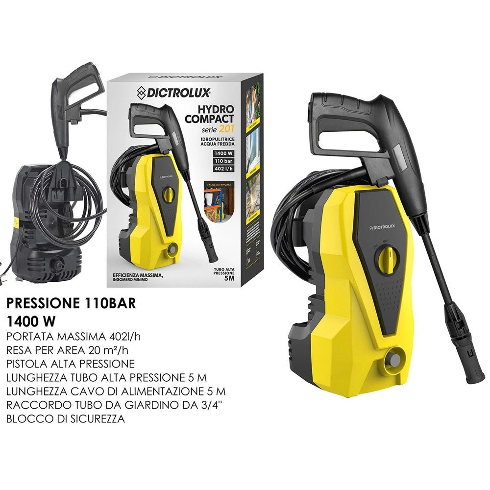 Trade Shop - Idropulitrice Ad Acqua Fredda 110bar 1400w 402l/h Con Tubo 5mt Pistola Ad Alta Pressione -