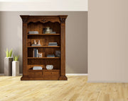 Libreria 2 cassetti in legno massello tinta noce l.154 x p.49 h.211 - Mobili 2G