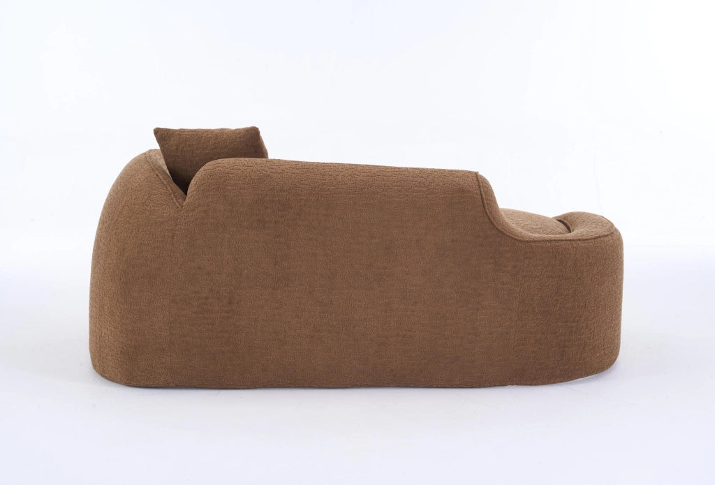 Chaise longue 2 posti in ciniglia caramello 155x96x65 cm con cuscino