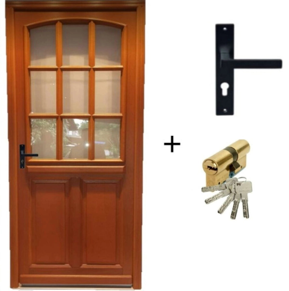 Porta d'ingresso in legno smaltato, Agata, H.215xl.80 p. destra + Maniglia E Canna (ref010723NO) Dimensioni tavolo senza maniglia