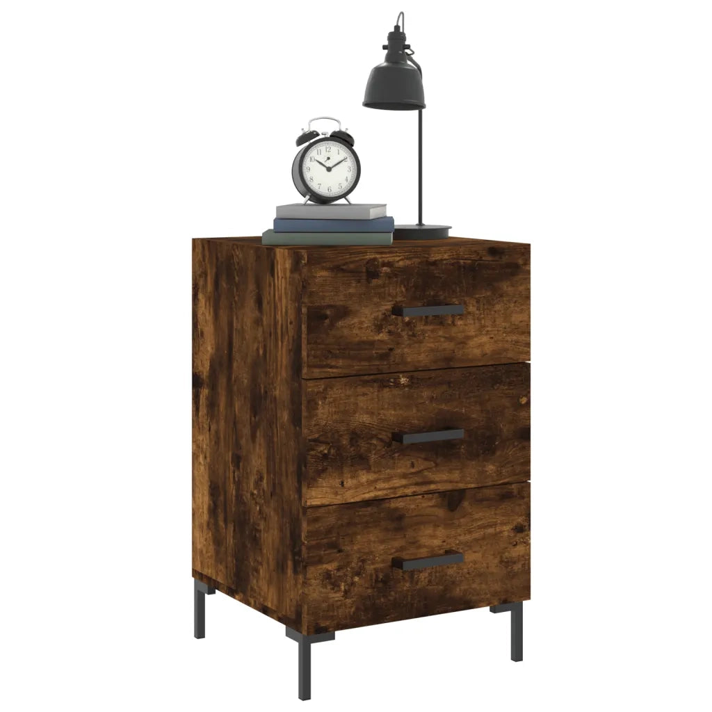Comodino | Armadio da Notte | Mobiletto da notte Rovere Fumo 40x40x66 cm in Legno Multistrato