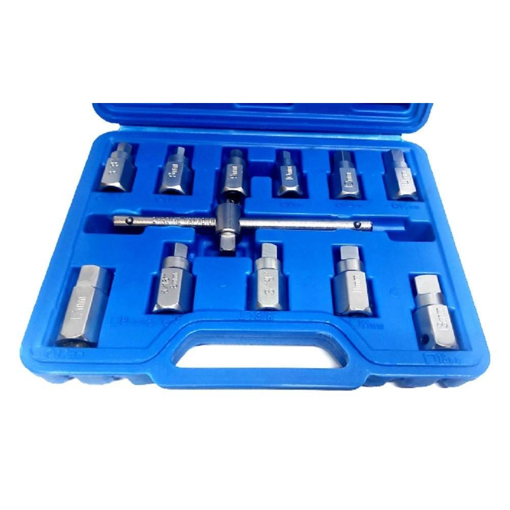 Trade Shop - Chiave Del Carter Quadrato Ed Esagonale Set 12 Pezzi Chiavi Universali A Bussola -