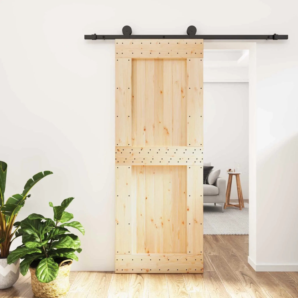 Porta scorrevole Naturale e Nero 80 x 210 cm 3444976