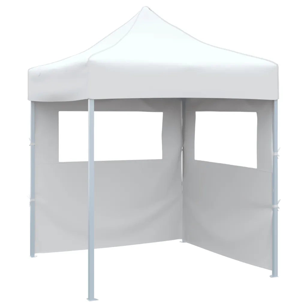 Gazebo Pieghevole Professionale 2 Pareti 2x2m Acciaio Bianco