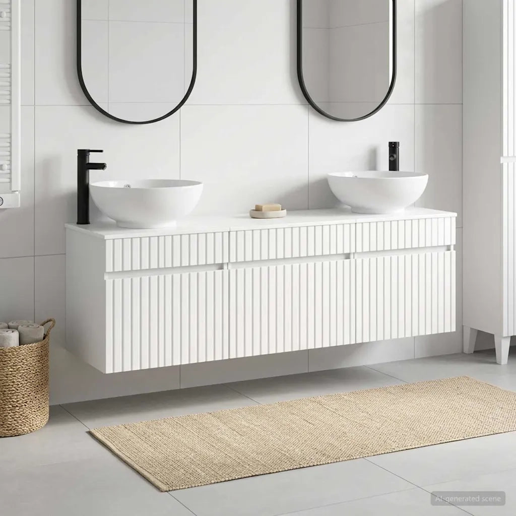 Set di Armadi da Bagno 3 pz Bianco Lucido 49 x 44,5 x 66,5 cm 3405761