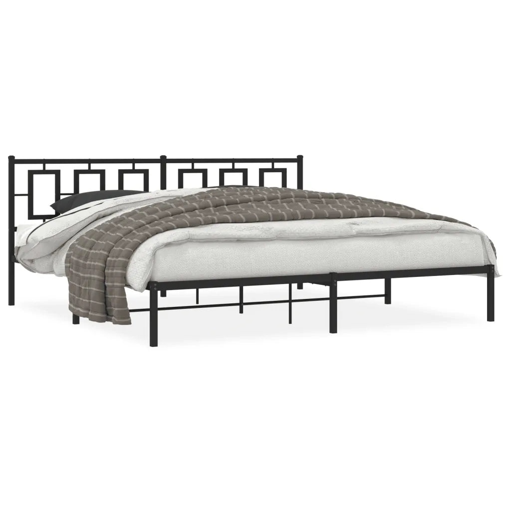 Giroletto con Testiera-Struttura Letto con testiera in Metallo Nero 193x203 cm 567495