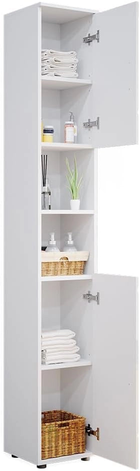 Set di mobili da bagno Irma, Bianco lucido, 2 parti, con colonna