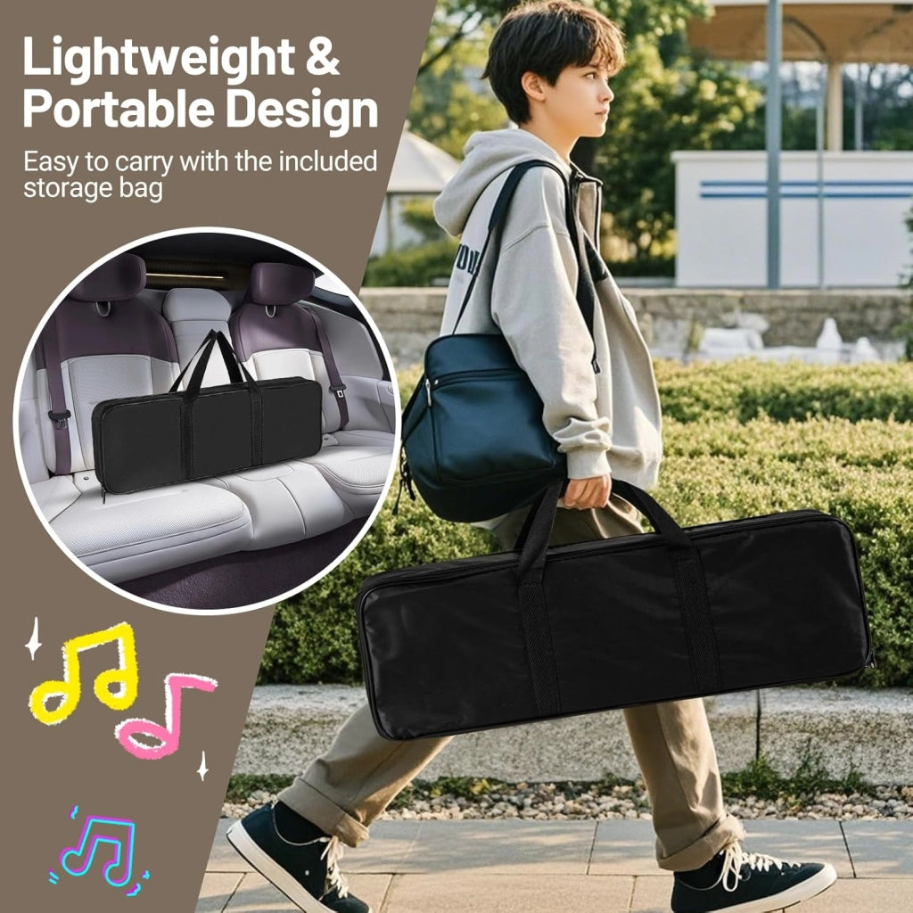 Pianoforte Digitale 61 Tasti Pieghevole, Tastiera Elettronica con Microfono e Leggio, Pianola Portatile con Borsa per il Trasporto per Principianti (Nero)