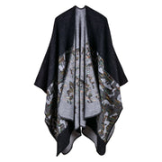 Sciarpa spessa da donna in cashmere mimetico con spacco