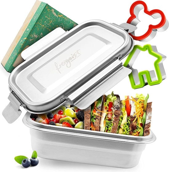 Borsa per panini per bambini con contenitori, lattina per bambini in acciaio inossidabile con parete di separazione, 800 ml, acciaio inossidabile