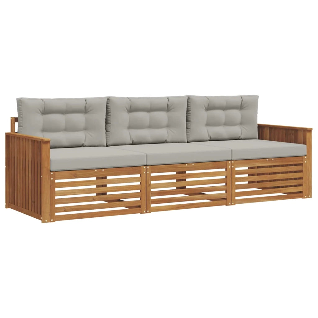 Set di divani da esterno 3 pcs Grigio Naturale e Chiaro