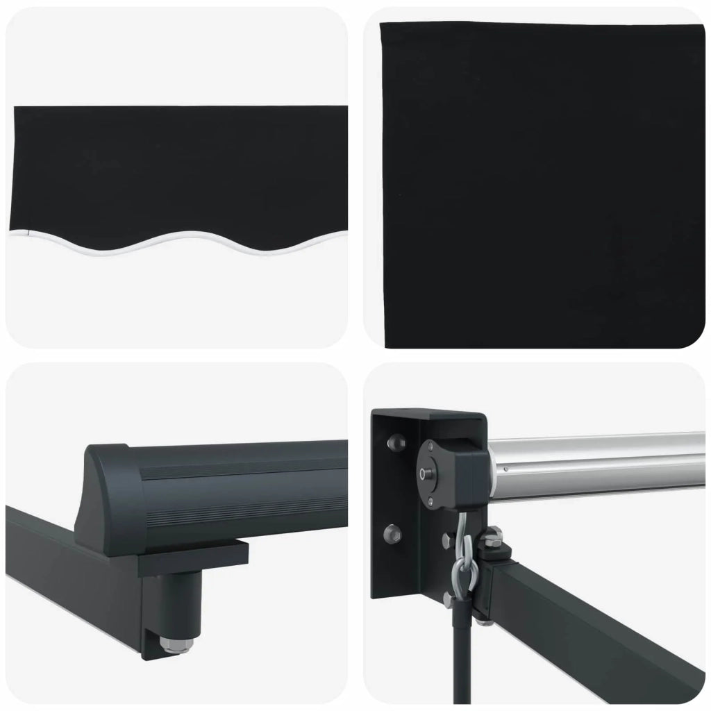 Tenda retrattile manuale con LED Nero e antracite 3,5 x 2,5 m