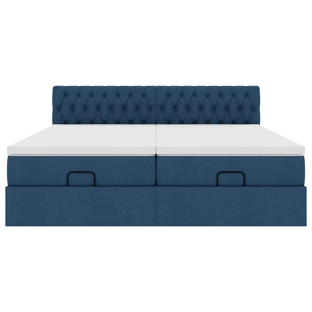 Struttura Letto Pouf con Materassi Blu 180x200cm in Tessuto
