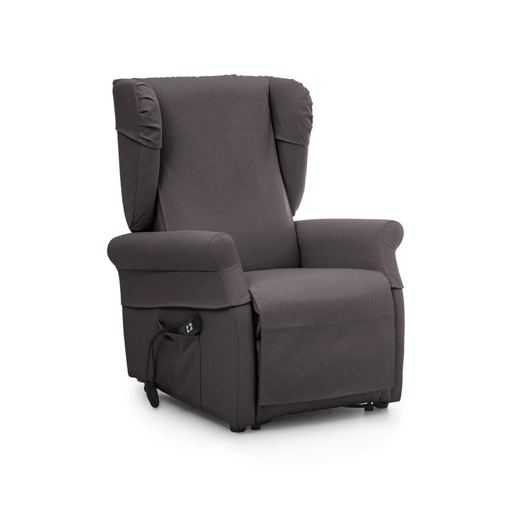 Poltroncina Treia, Poltrona Sfoderabile Made in Italy, 75x84x107h cm Nero Antracite