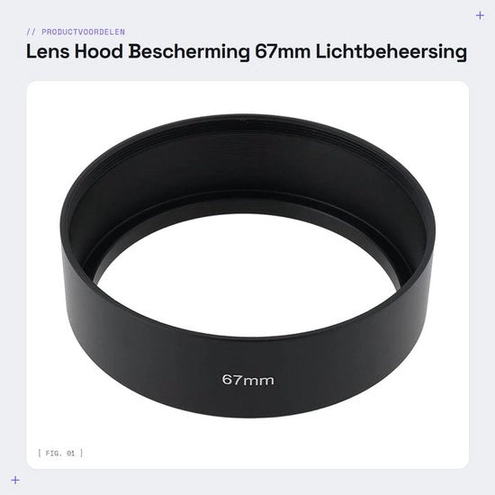 Supporto per Lente in Alluminio Leggero - Adatto per Filter 67mm - Protezione contro Scalfetti/Polvere/PIoggia - Altezza 24mm - Dimensione Esterna 74.5mm - Per Lenti a Full Frame - Protezione per Lente