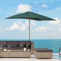 Ombrellone 2x3 m da Giardino in Legno Laccato e Bambù con Copertura Rimovibile, Verde Scuro