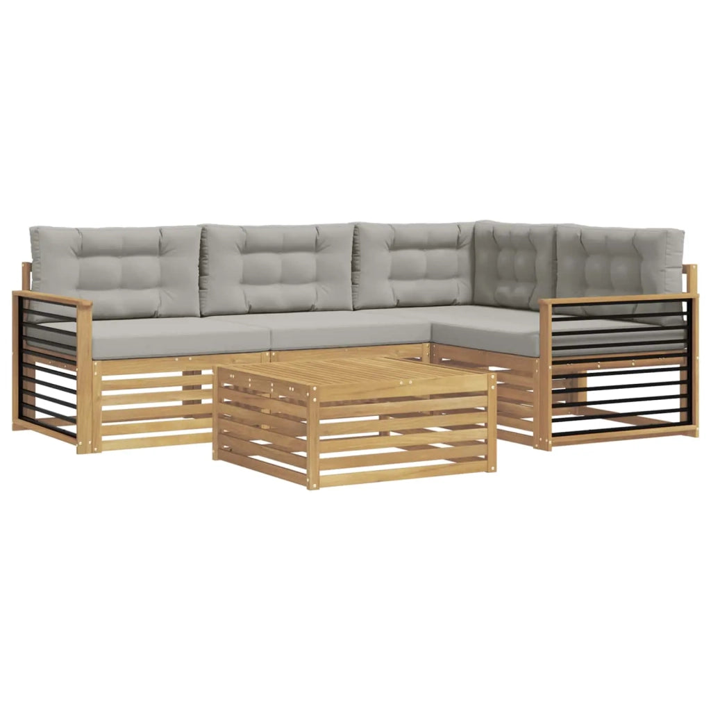 Set di divani da esterno 6 pz Bianco e Grigio Chiaro Poliestere 3390456