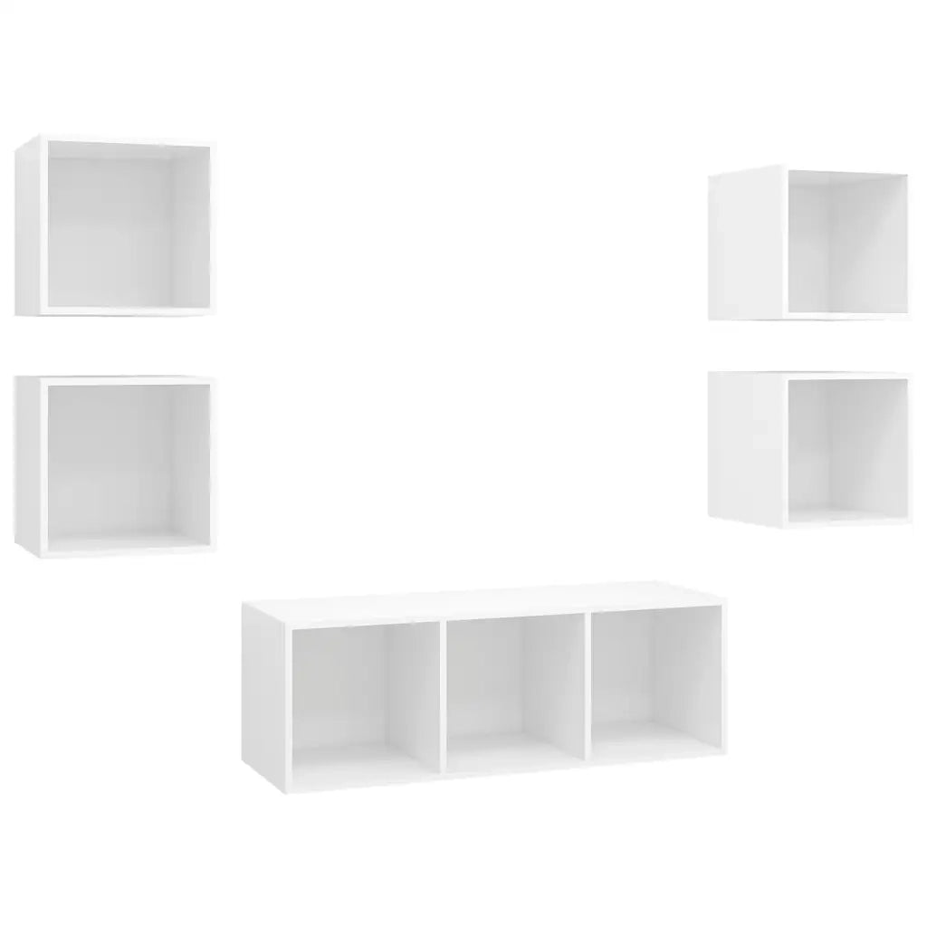 Set Mobili Porta TV 5 pz Bianco in Legno Multistrato 3079610
