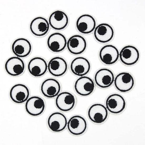 Pannelli strizzabili 20 pezzi - Ricami a mano - Stickers occhi cartoon - Abbigliamento/Jeans - Accessori per hobby - 4,2 x 2,1 cm - Pannelli strizzabili