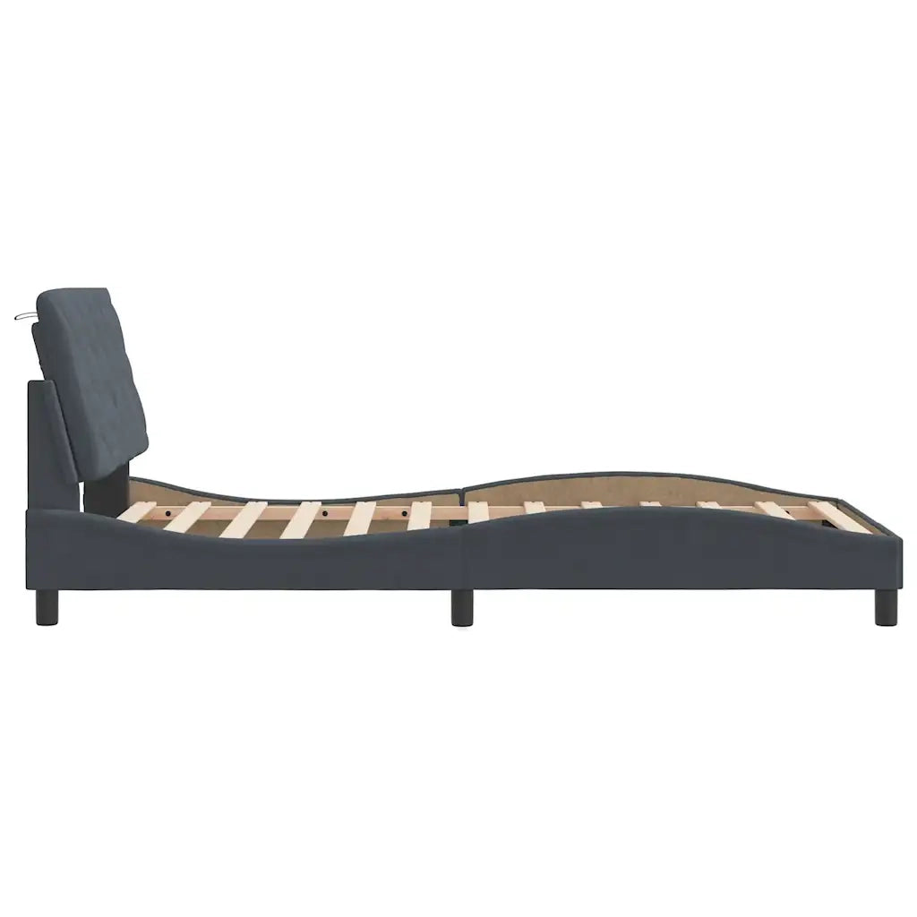 Giroletto senza Materasso Grigio Scuro 100x200 cm Velluto