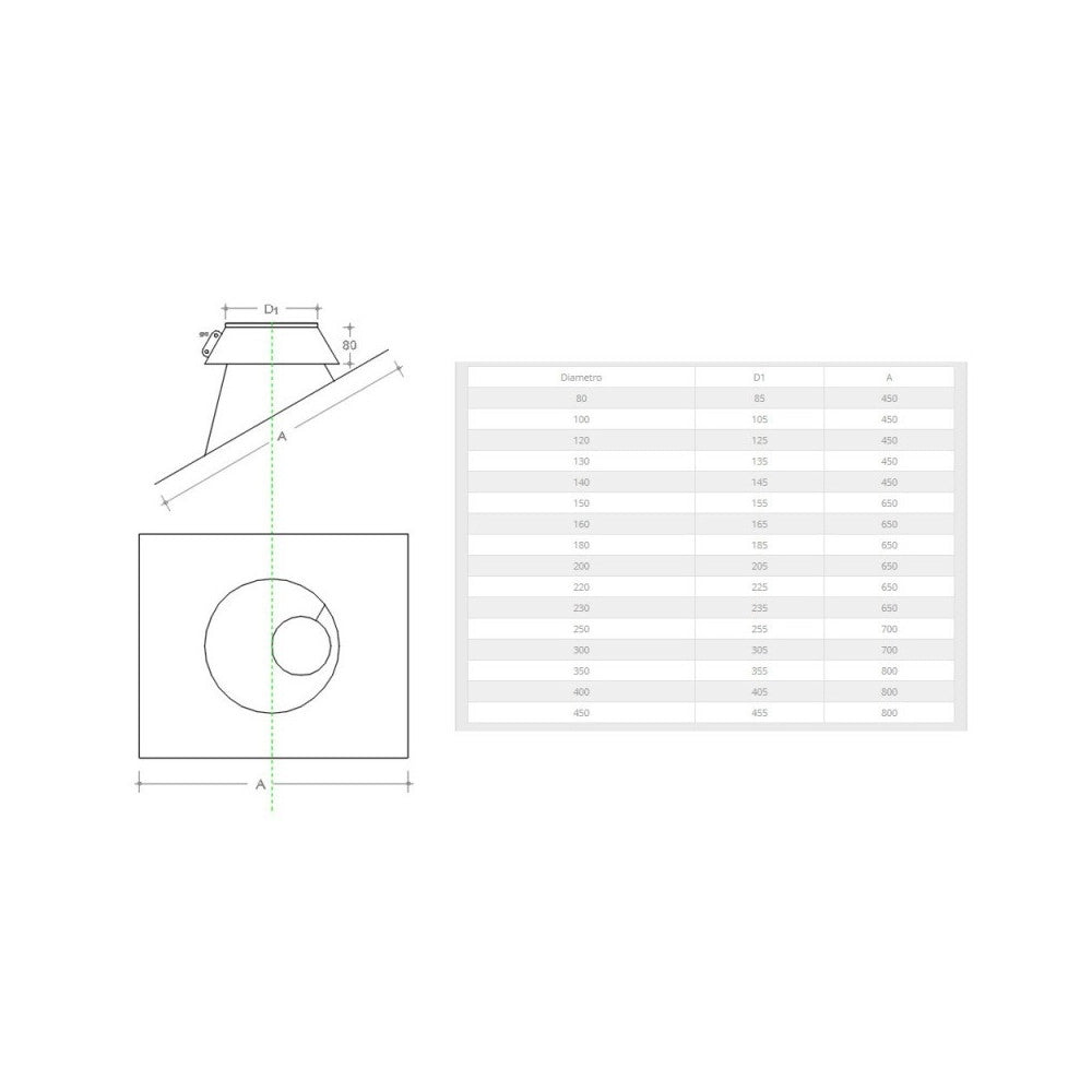 Faldale inclinato da 300mm in acciaio inox 6 decimi aisi 304