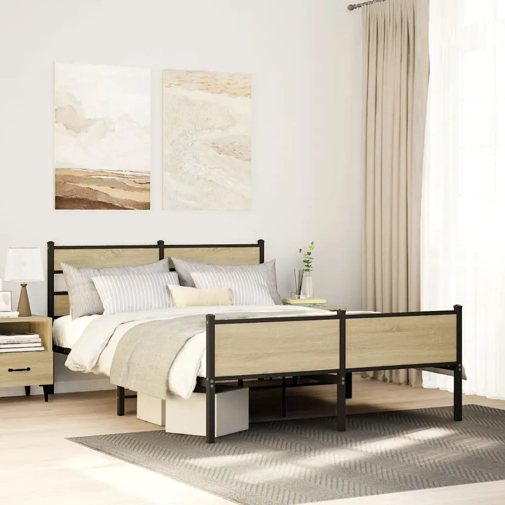 Giroletto senza Materaso in Metallo Rovere Sonoma 160x200 cm
